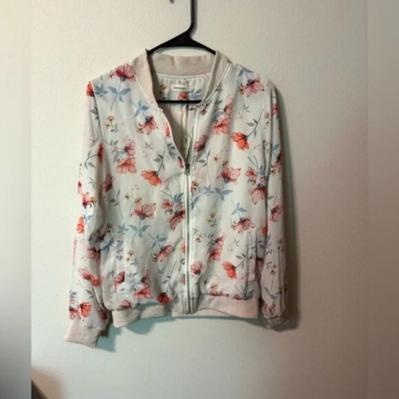 Andthewhy Jackets & Blazers - Floral Bomber Jacket with Red and Blue Accents